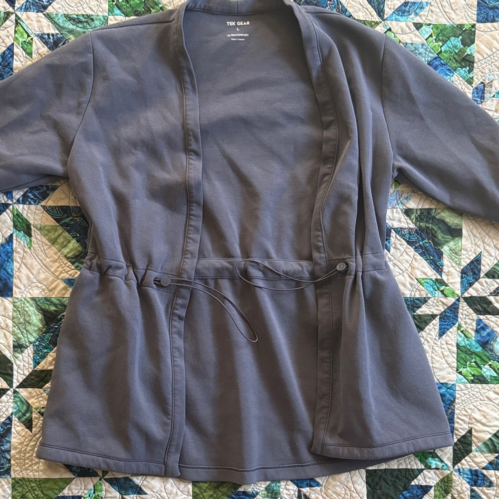tek gear Gray Open-Front Drawstring Jacket